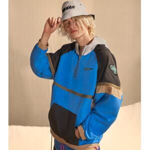 PUMA x RHUDE Crossover HZ Jacket Racing Half Zip Colorblock Palace Blue Sz L Q26